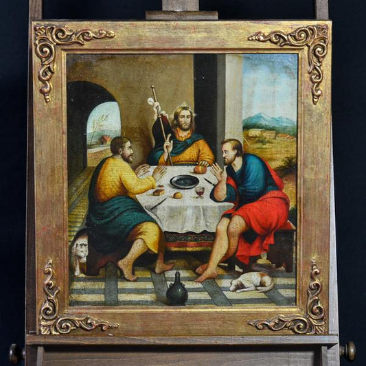 Dipinto olio su tela “La cena in Emmaus” Toscana XIX secolo