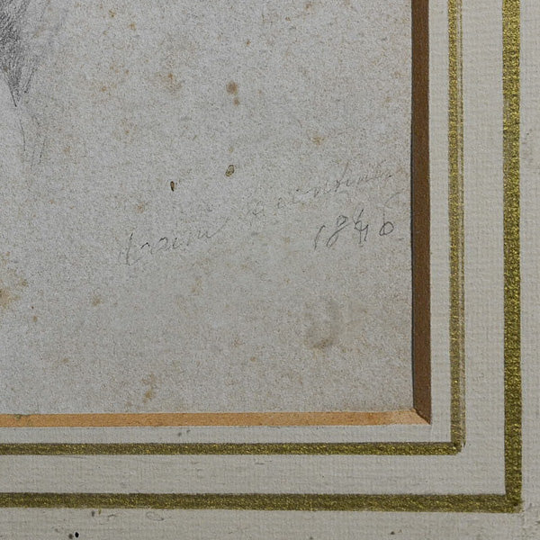 Disegno a matita grossa. Ritratto fiorentino f.to in basso a destra e datato