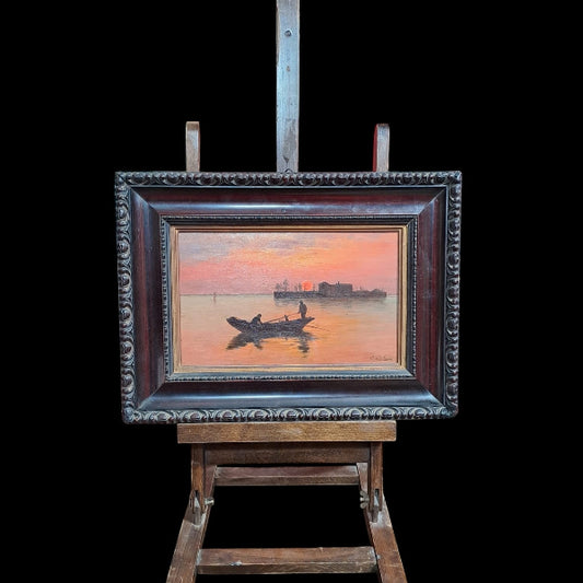 DIPINTO OLIO SU TELA "LAGUNA". F.TO COSTA EPOCA 900