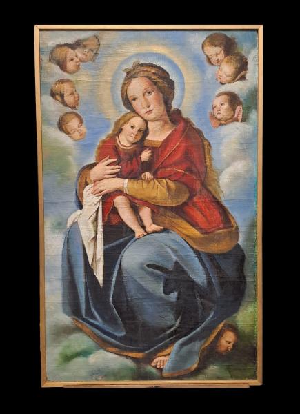DIPINTO OLIO SU TELA "VERGINE CON BAMBINO"