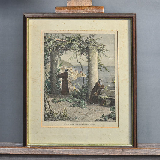 Stampa acquerellata “Vista di Amalfi” Epoca ‘900