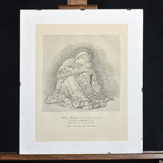 Incisione rappresentante “La vergine col bambino” di Andrea Mantegna