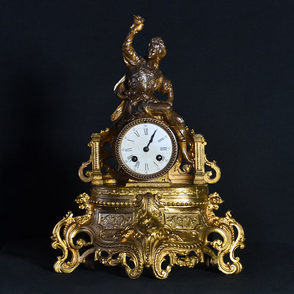 Pendola in bronzo con figura risorgimentale. Francia, fine ‘800