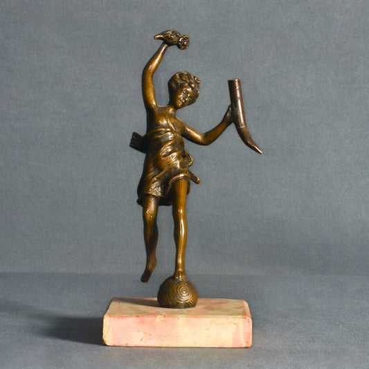 Bronzetto fusione a cera persa “Allegoria dell’abbondanza” con base in marmo. Fine XIX secolo