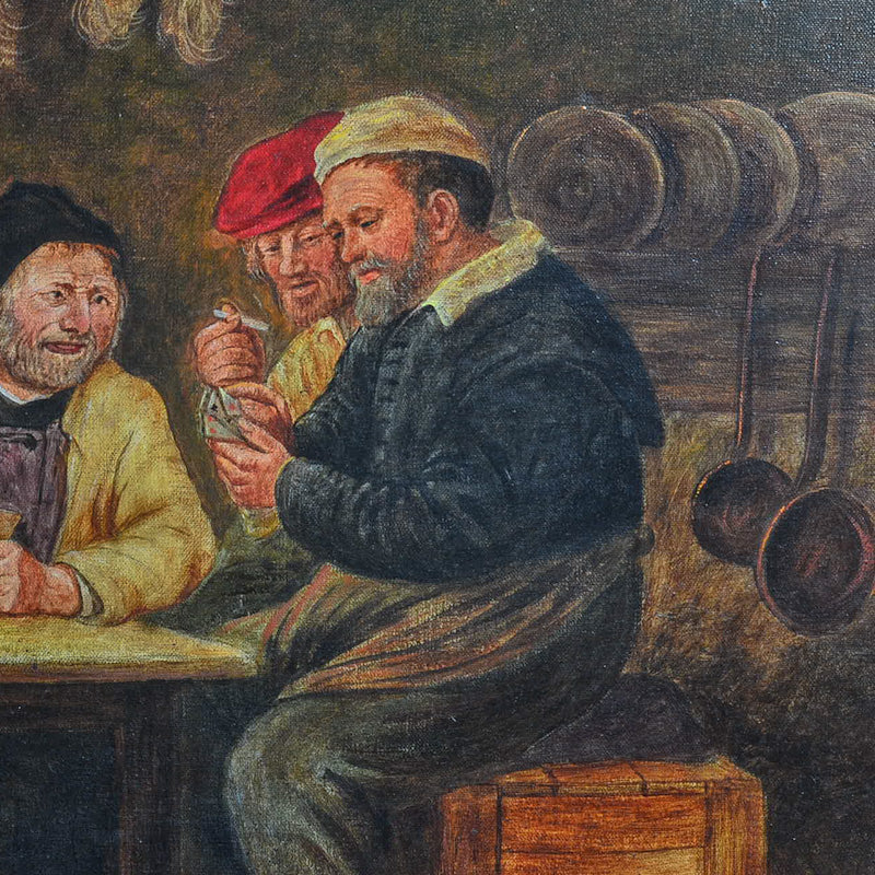 Dipinto olio su tela “Interno di osteria” sc/ fiamminga. Epoca fine ‘800