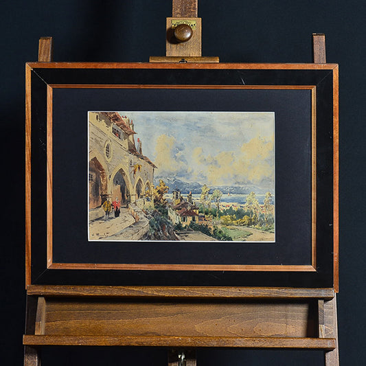 “Paesaggio costiero” f.to W. Thornley. Acquerello. Francia. XIX secolo