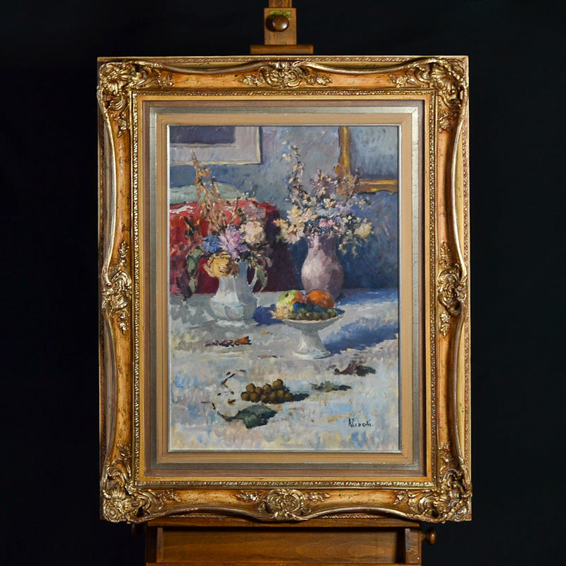 Dipinto olio su tela “Composizione” f.to in basso a destra Aliberti. Epoca ‘900
