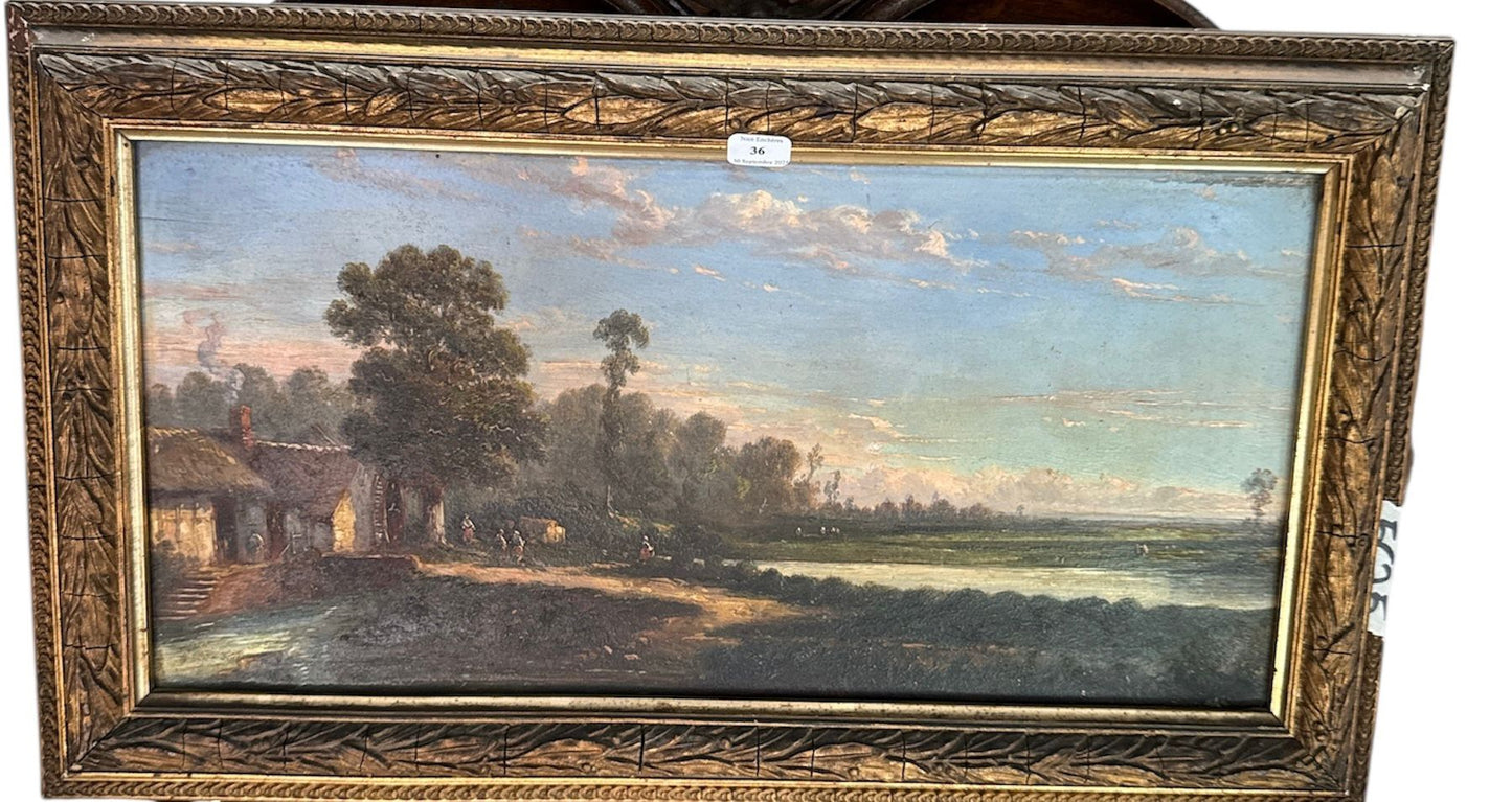 Dipinto olio su tavola "Paesaggio"