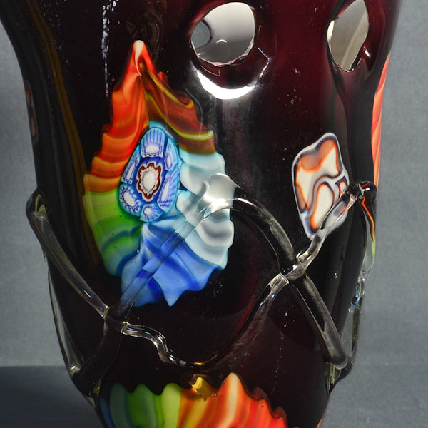 Vaso policromo in vetro di Murano. Periodo Decò